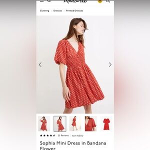 Madewell Sophia Mini Dress in Bandana Flower Red sz XL NWT